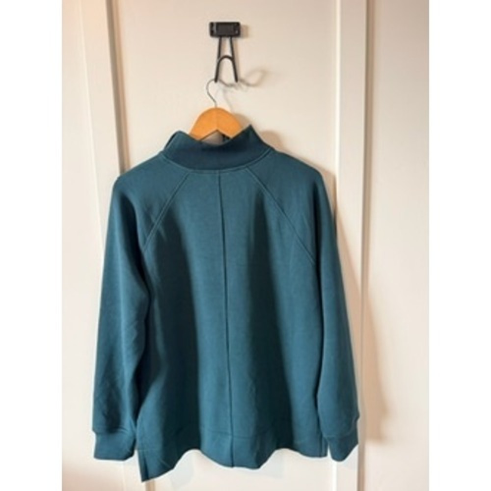 Spanx AirEssentials Half Zip Pullover Sweatshirt Dark Emerald Green Women Small - Picture 5 of 6